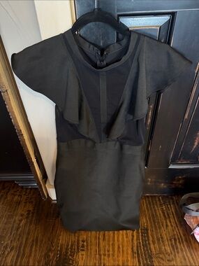 Black Ruffle Sheath Dress - Women's Elegant Cocktail Dress Valiant Paris